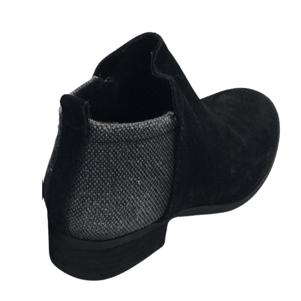 Toms Two Tone Black Suede Grey Herringbone Zip Up Ankle Booties size 8.5